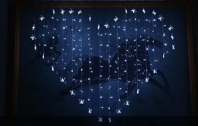 Outdoor Shiny Butterfly Heart shaped Colorful LED Lights String With Controller Hanging Light For Wedding Christmas Party