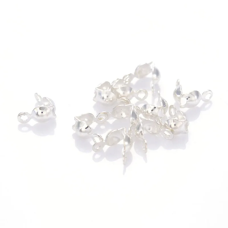 7mm Crimp Double Loops Beads Buckles Cove Clasps Cord End Caps String Foldover DIY Ball Chain Connectors Jewelry Findings