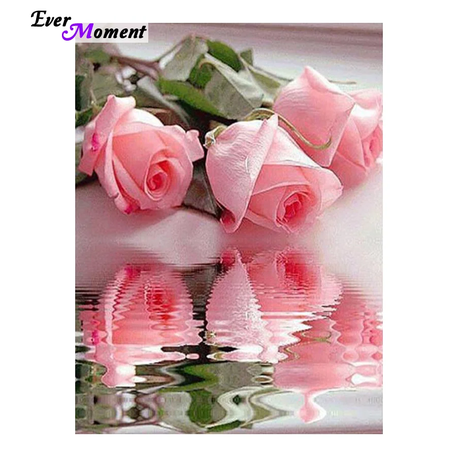 

The water rose pink picture home decor 5ddiy diamond Painting diamond mosaic gift cross stitch Full diamond embroidery ASF046