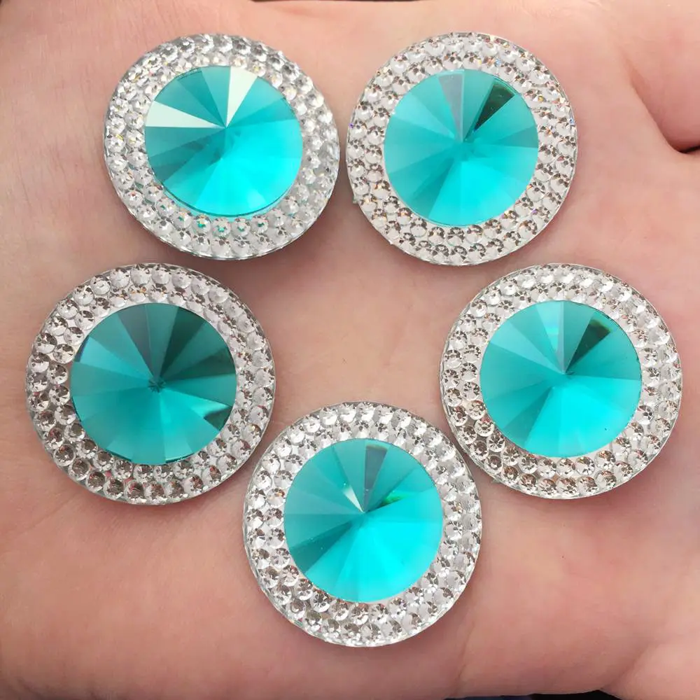 16PCS shiny Resin 25mm Round Flat back rhinestone scrapbook DIY Wedding applique ornament Crafts SW47