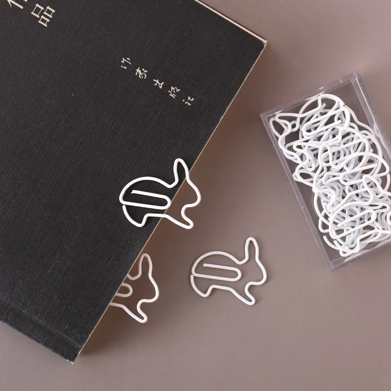 White Rabbit Shaped Paperclips Bookmark Cute Office Stationery Paper Clips Decorative Stationery Clips Kawaii Stationery Office