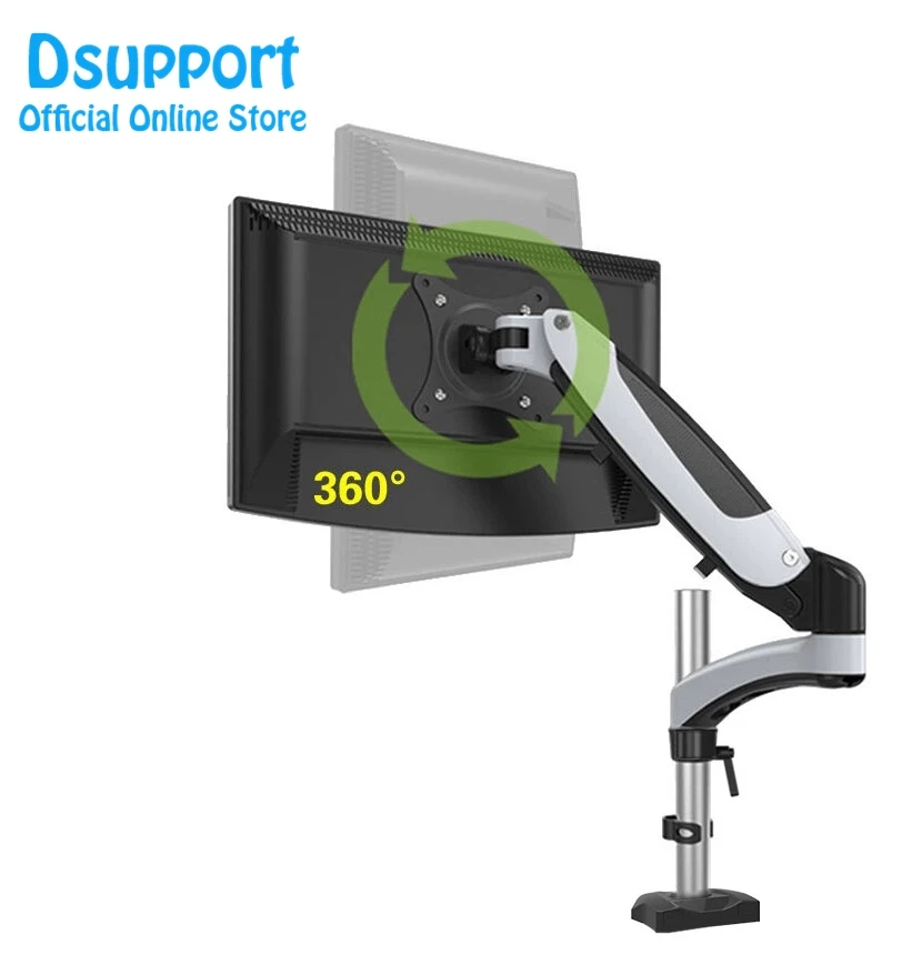 

Aluminum Alloy Gas Spring Full Motion Grommet Mounting 15"-27" LCD LED Monitor Holder Arm Flexible TV Mount Loading 0-8kgs