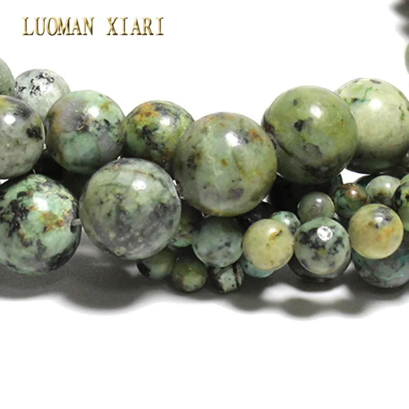 AAA + Natuurlijke Ronde Vorm Natuurlijke Afrikaanse Turkoois Stone Ronde Losse Kralen Voor Sieraden DIY Armband Maken 4mm 6mm 8mm 10mm 12mm