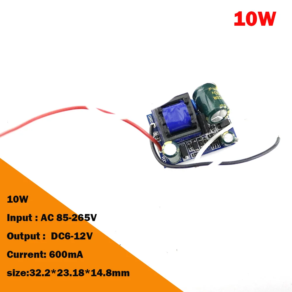 12V LED Driver 10W 20-36W 24-36W  for 6-12V 600mA 2A  transformer for 3*3W  input AC85-265V spot light/flood light High Quality