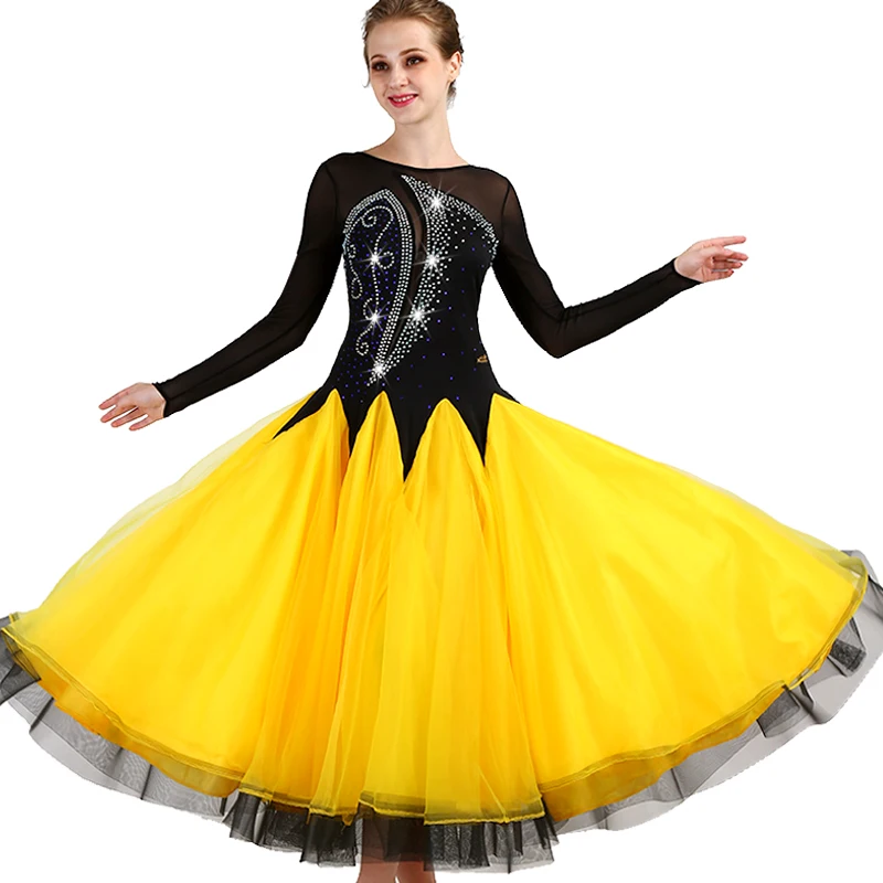 

New Ballroom Dance Dress Women Waltz Competition Standard Dance Dress Lady Flamenco Dance Costumes Modern Dance Clothing q084