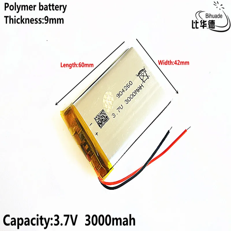 Good Qulity 3.7V,3000mAH 904260 Polymer lithium ion / Li-ion battery for tablet pc BANK,GPS,mp3,mp4