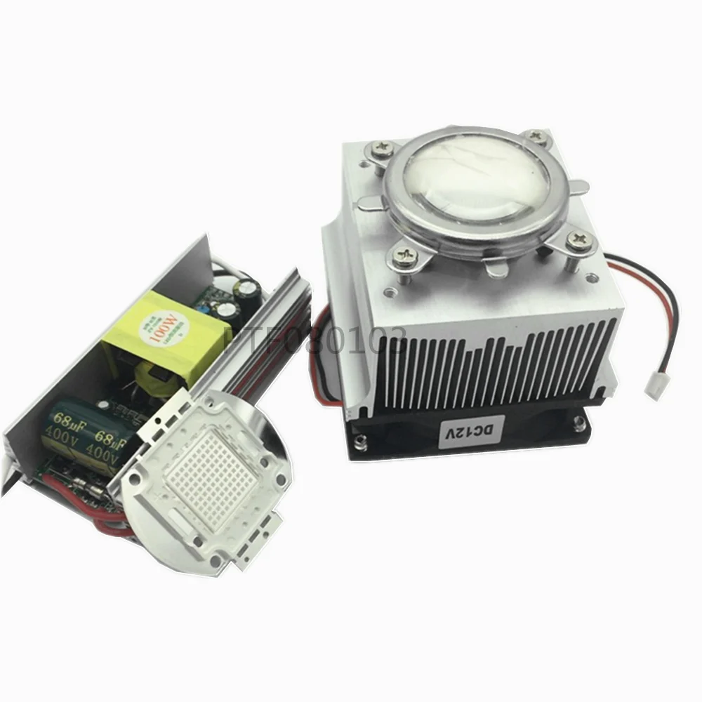 

100W LED UV 395-400nm led chip +100W AC 85-265V driver + heatsink+ 90 degree Lens with Reflector Collimator kit