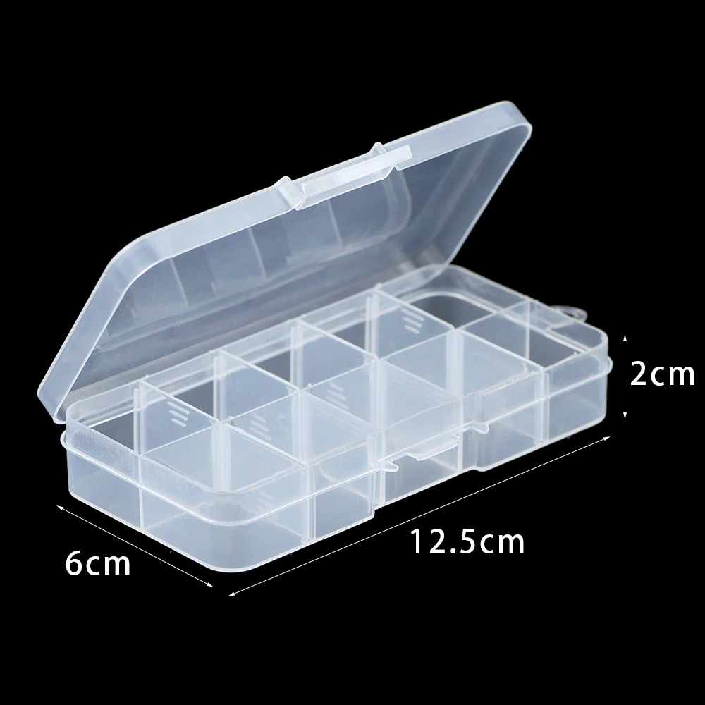 Adjustable Jewelry Transparent 10 Slots Compartment Storage Box Earring Beads Jewelry Container Display Organizer Random Colours