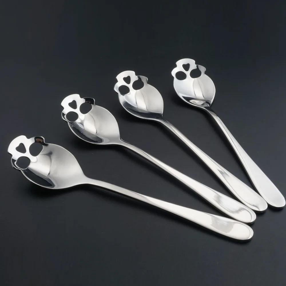 Creative 304 Stainless Steel Skull Coffee Spoon Dessert Tea Sugar Scoop For Home Kitchen Bar Coffee Shop Party Accessories Gift