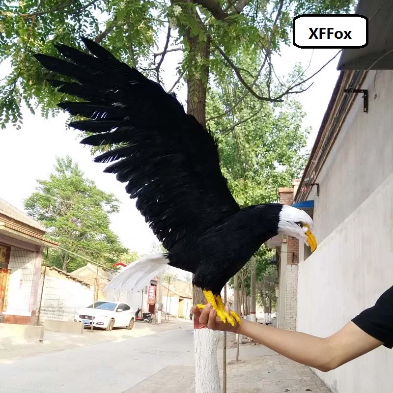 

big simulation black eagle model foam&feather wings eagle bird toy gift about 45x80cm xf0672