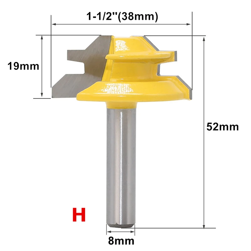 45 Degree Lock Miter Router Bit 6.35mm/8mm/12.7mm Shank Wood Tenon Milling Cutters For MDF Plywood Carpenter Woodworking Tools