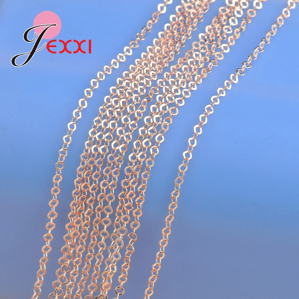 

Top Quality S925 Silver Needle Jewelry 10pcs/lot Chain Rose Gold Link Chains Necklace Fashion DIY Handmade Jewelry Accessorie