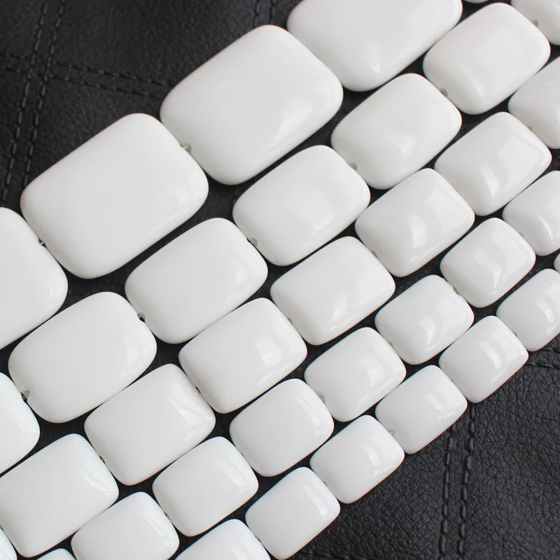 

Faceted/Smooth White porcelain Aga-te Rectangle Loose beads 15inch per strand