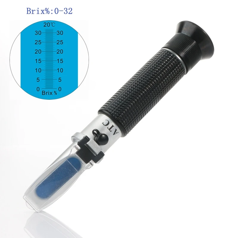 Brix Refractometer 0~32% RHB-32 ATC Optical Sugar Food Beverages ATC Content Meter Fruits Saccharimeter Measuring Tool