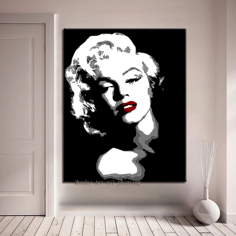 

Aritist hand paited Marilyn Monroe Portrait Oil Painting Modern Wall Paintings on Canvas Art pictures for Living Room Home Decor