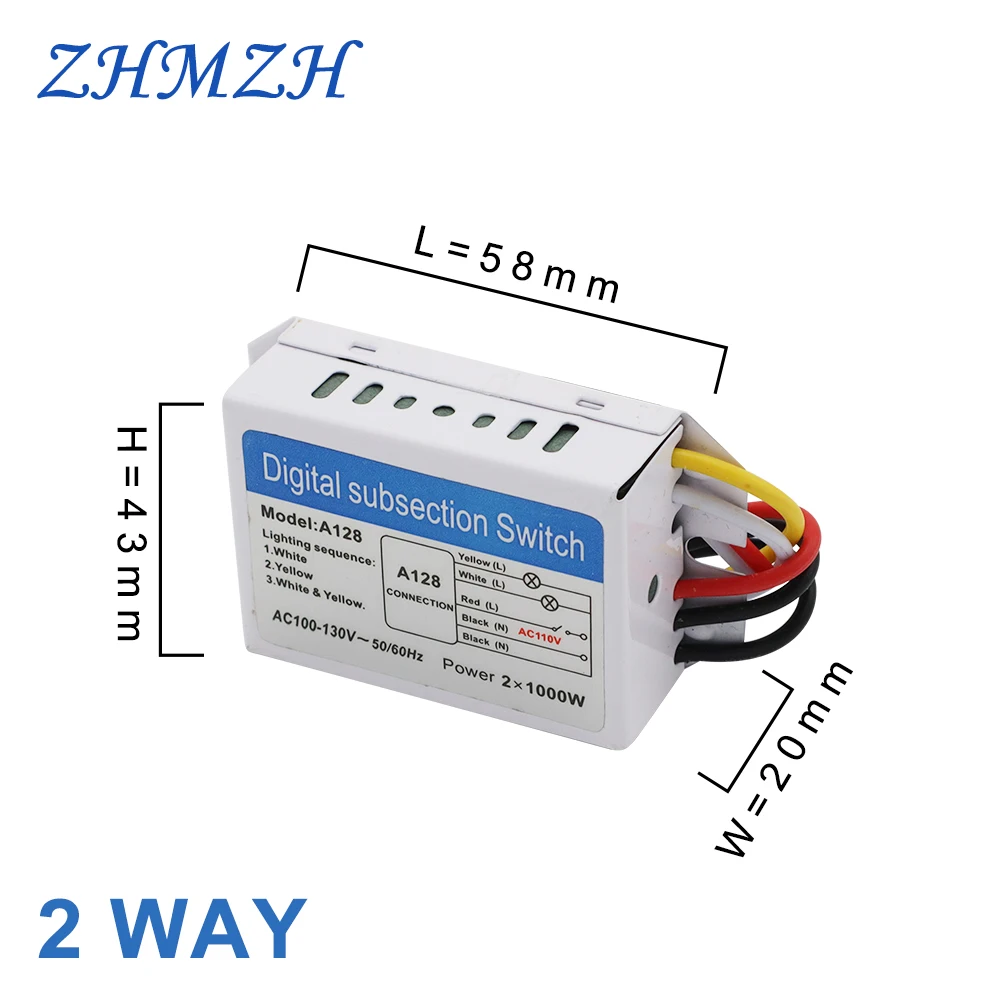 110V 2 Ways 3 Ways Digital Subsection Switch for Ceiling Light 2/3 Road Independence Control Section Switch Piecewise Switch