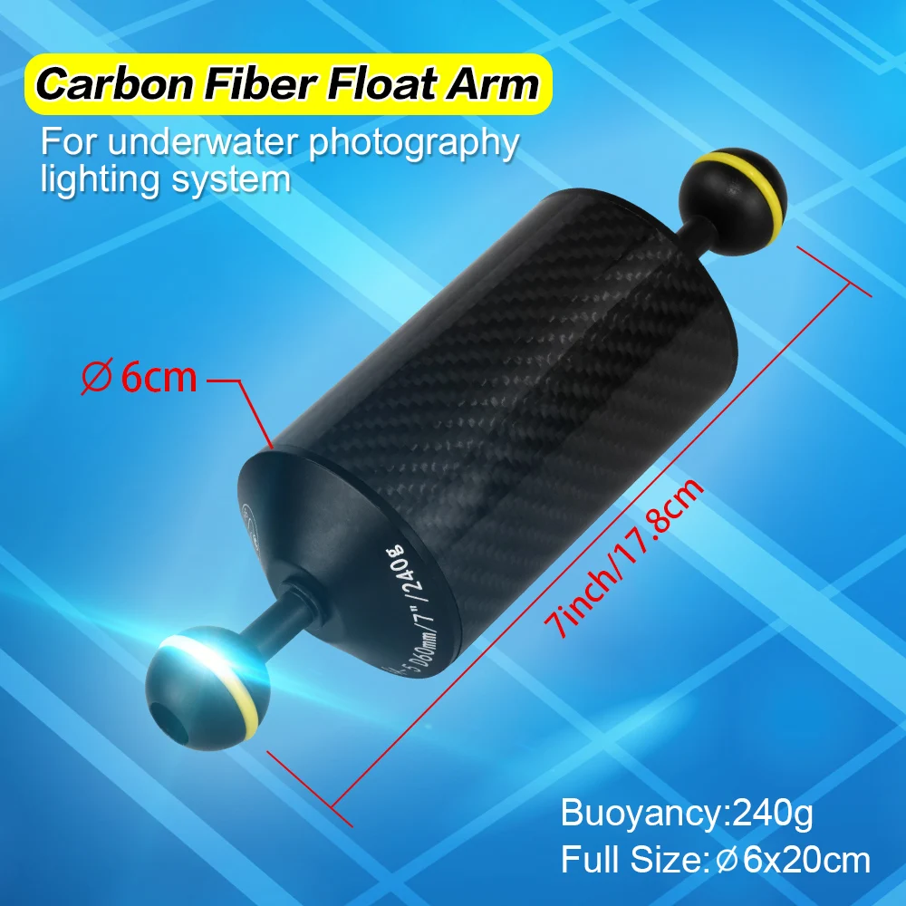 Carbon Fiber Floating Buoyancy Aquatic Arm Dual Ball Underwater Diving Photography Tray Accessory 240G To 600G Buoyancy Devices