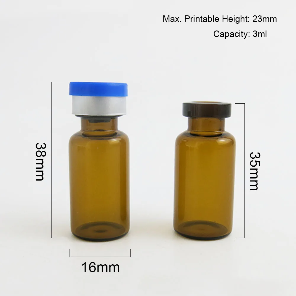 3ml Amber Clear Empty Mini Glass Vial  with Flip Cap Extra Free 5pcs Rubber Cap per lot Clear Sample Vials