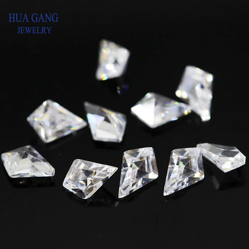 White Kite Shape Cubic Zirconia Brilliant Cut Loose Special Cut CZ Stone Synthetic Gems Beads For Jewelry 3x5-4x6mm