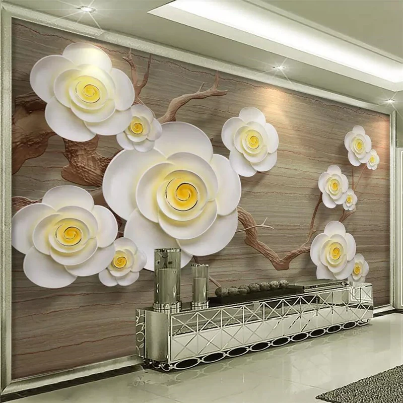 

beibehang Custom wallpaper 3D modern minimalist living room flower embossed background decoration painting 5d mural 8d wallpaper