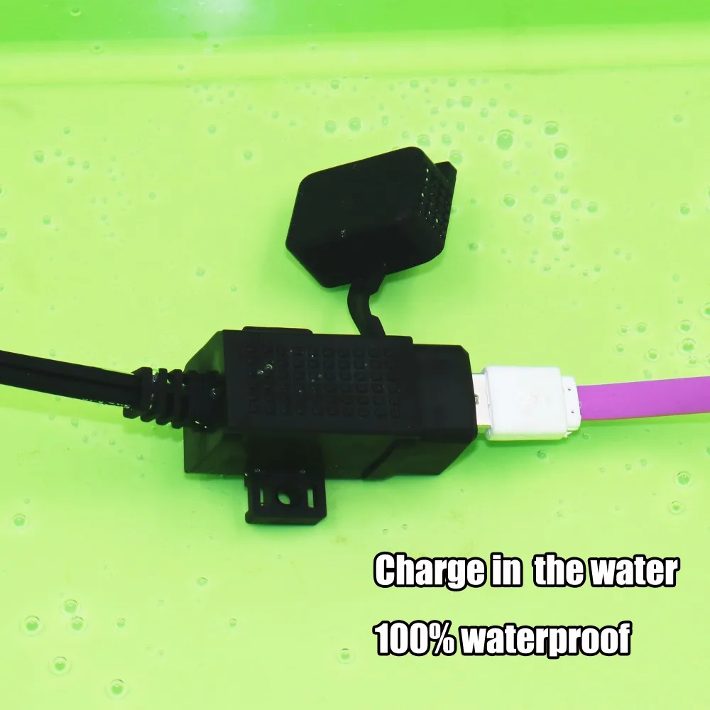 MOTOPOWER MP0609EA 3.1Amp Waterproof Motorcycle Dual USB Charger Kit SAE to USB Adapter PLUS with SAE to Ring Terminal Harness