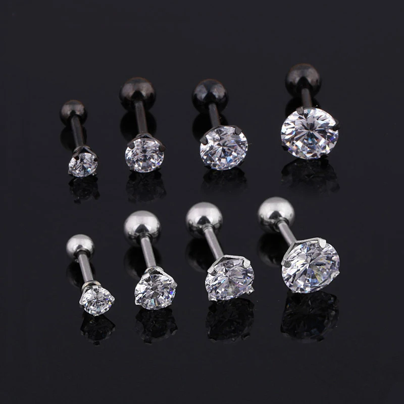 Medical titanium steel zircon earrings Size 3/4/5/6mm Star Crystal Cartilage Earring ear Piercing DIY Top Body Jewelry Women