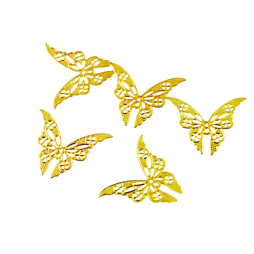 Free shipping 50Pcs Gold Tone Butterfly Filigree Wraps Connectors Metal Crafts Gift Decoration DIY 28x34mm F2242