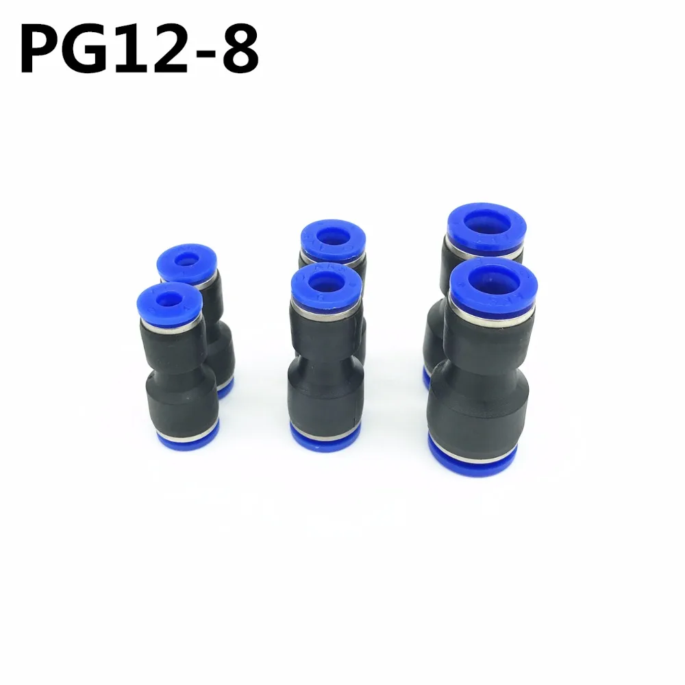 

100Pcs PG12-8 12mm to 8mm Pneumatic Fittings Push In Straight Reducer Connectors For Air Water Hose Plastic Pneumatic Part