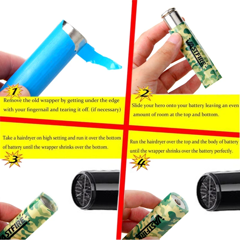 10Pcs/Lot 18650 Battery Wrapper Sticker Camouflage style Tube Wrap Shrink Insulator PVC Protected Cover Skin Decoration Set