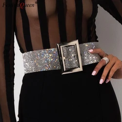 Ceinture large en cristal pour femme, biscuits complets, diamant brillant, mode de luxe, boîte de nuit de mariée, environnement de taille