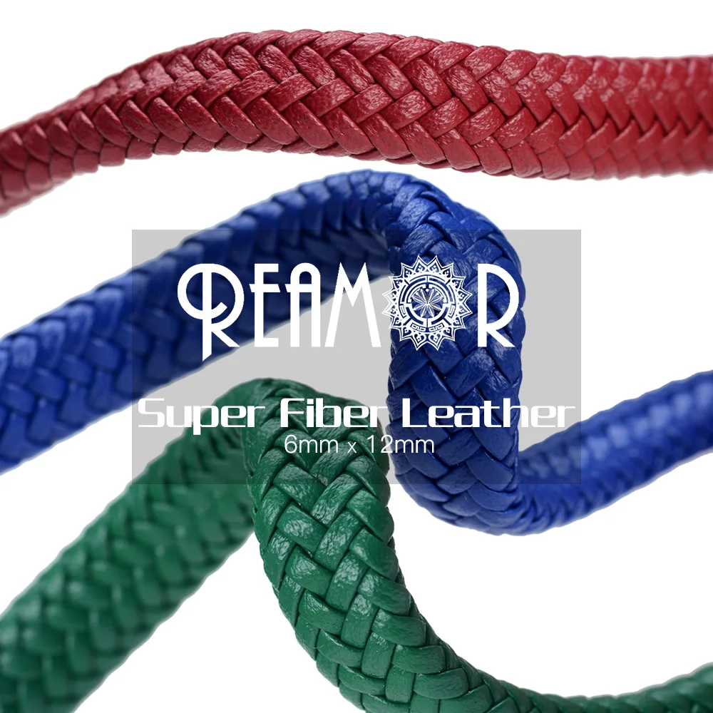 REAMOR 12*6mm Wide Super Fiber PU Braided Leather Rope String Cord For Jewelry Making Bracelets Craft Jewelry Accessories DIY