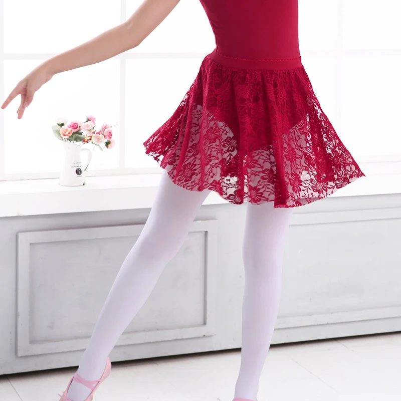 Children Dance Practice Mini Skirt Girl Chiffon Ballet Skirt Kids Lace Apron Elastic Waist Half Skirt Ballet Wear