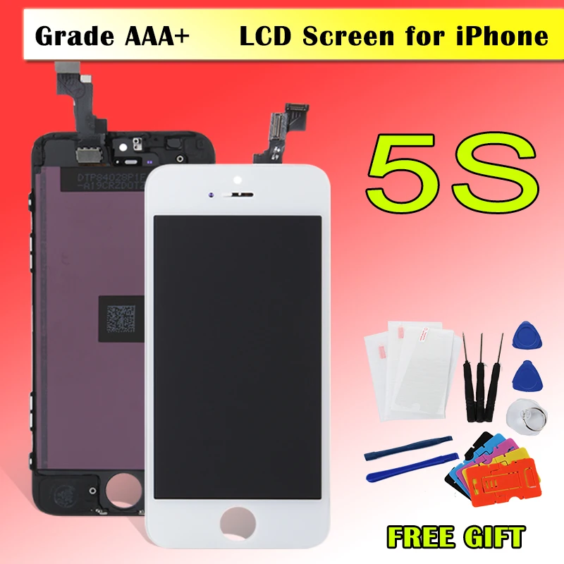 1pcs Display For iPhone 5S LCD digitizer with touch screen earmesh complete assembly replacement A1459 A1457 Free Gifts