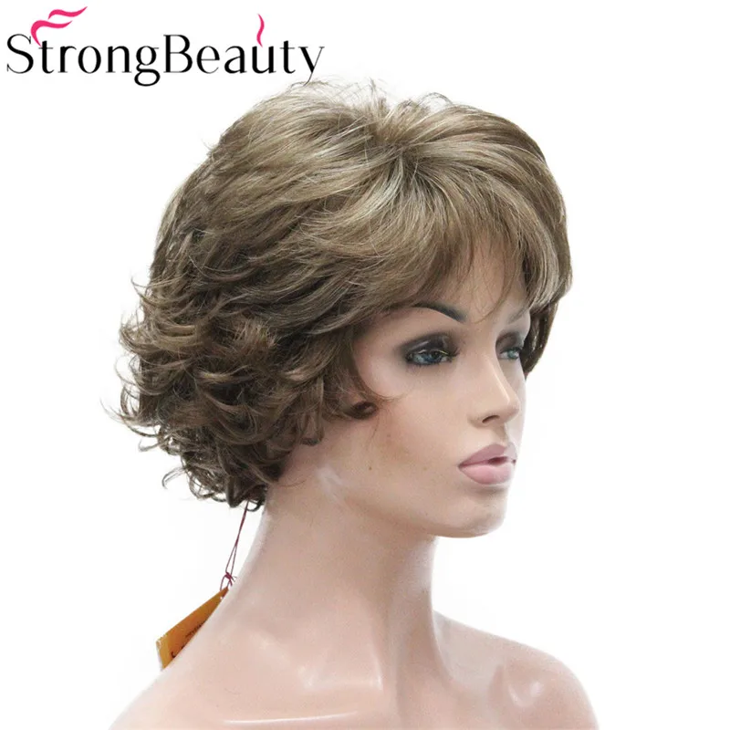 StrongBeauty Capless Sintético Curto Encaracolado Perucas Resistente Ao Calor Mulheres Peruca de Cabelo