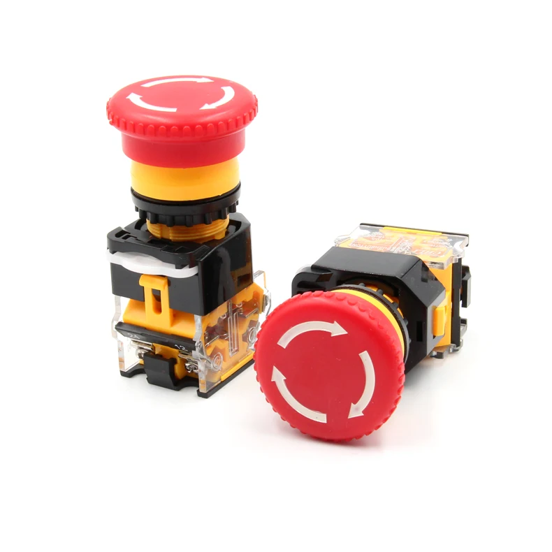 

1PCS YT1752 Emergency Push Button Switch LA38-11ZS hole size 22mm Self-locking Push Switch 1NO 1NC 600V/10A