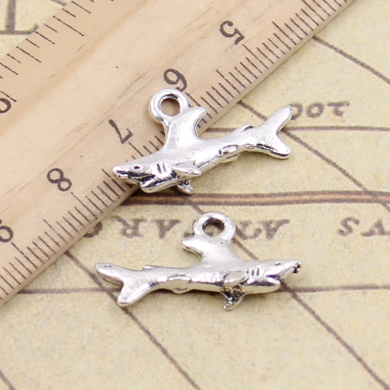 20pcs Charms Shark Fish 24x12mm Tibetan Silver Color Pendants Antique Jewelry Making DIY Handmade Craft