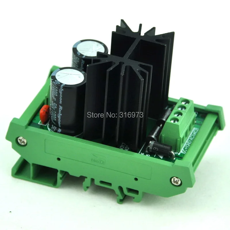 DIN Rail Mount Positive 1.25~37V DC Adjustable Voltage Regulator Module.