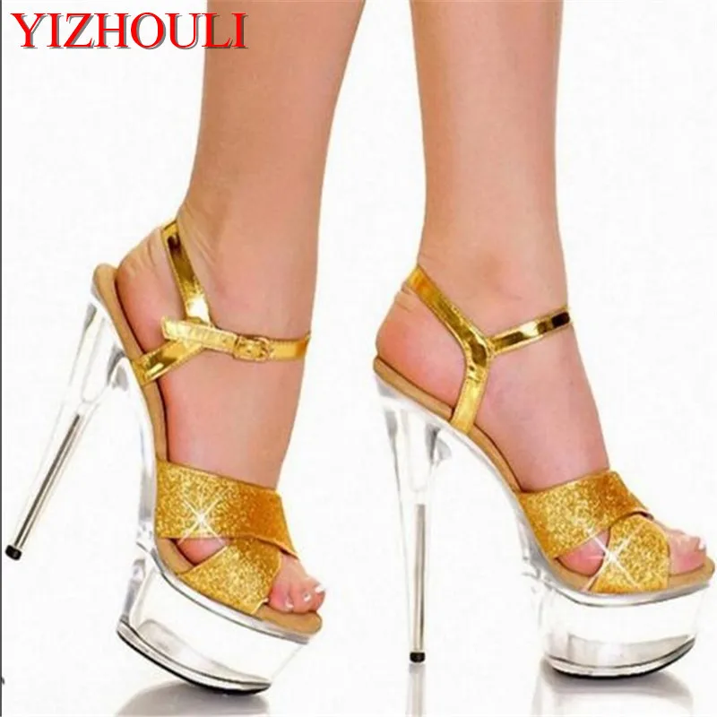 

Star's favorite sequined vamp / 15 cm super-high heels/sexy custom crystal soled stage sandals