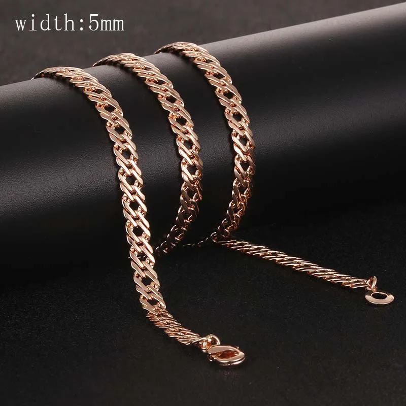 10 styl 50cm 60cm mężczyźni kobiety naszyjnik 585 różowe złoto kolor ChainJewelry