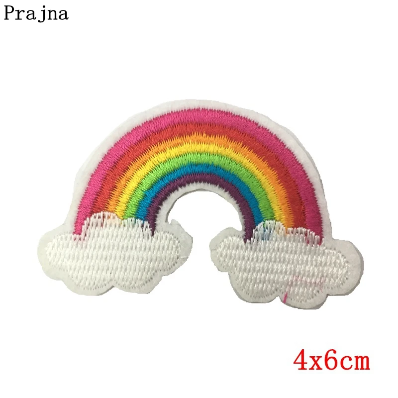 Prajna Rainbow Patch Iron-On Embroidered Patches Sewing Applique Patchwork Accessories Cartoon Badges For Clothes DIY Stickers