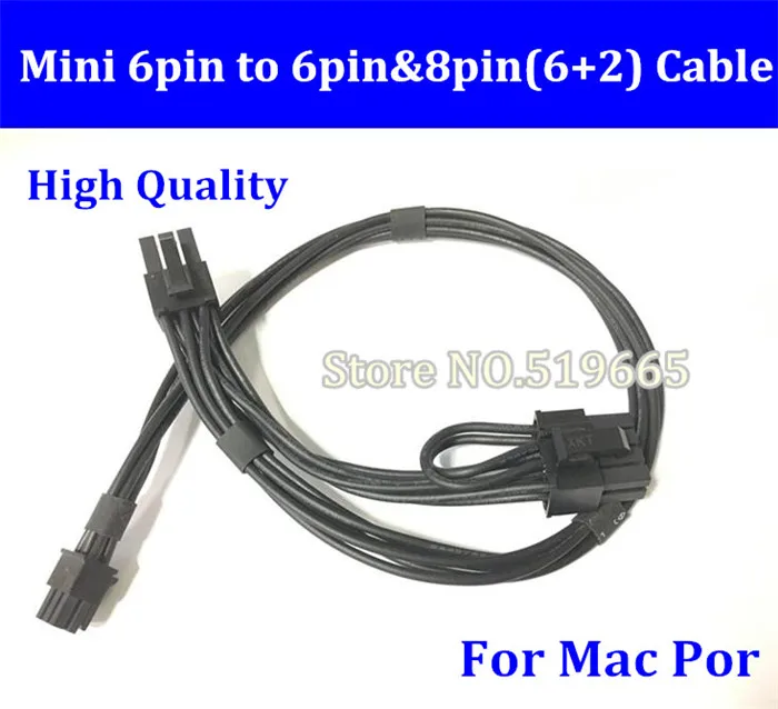 

High Quality Mini 6pin to PCI-E 6Pin+8Pin (6+2) PCI-Express Dual Power Cable for Mac Pro/G5 Graphic Video Card