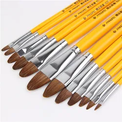 6 unids/set, pincel de pelo de caballo de alta calidad, pincel de pintura, bolígrafo de fila de pico de lengua, bolígrafo de pintura acrílica, bolígrafo de pintura Gouache de acuarela