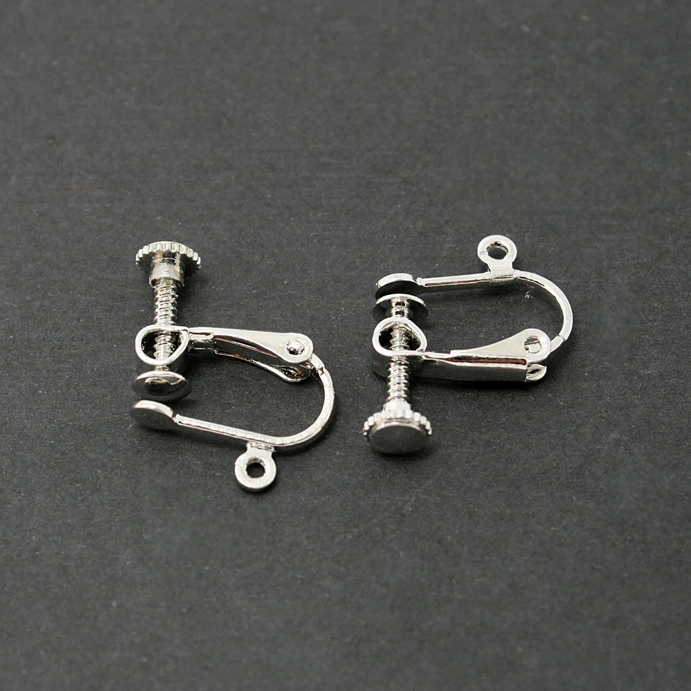 Top Selling 15*17mm White K Ear Clip Earring Findings 6pcs/lot Rhodium Plated Earring Clasp Hook FRB018-69