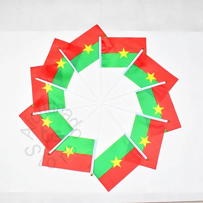 Burkina Faso 14*21cm 10pieces flag Banner  for meet Parade party Hand waving national Flag  Burkina Faso