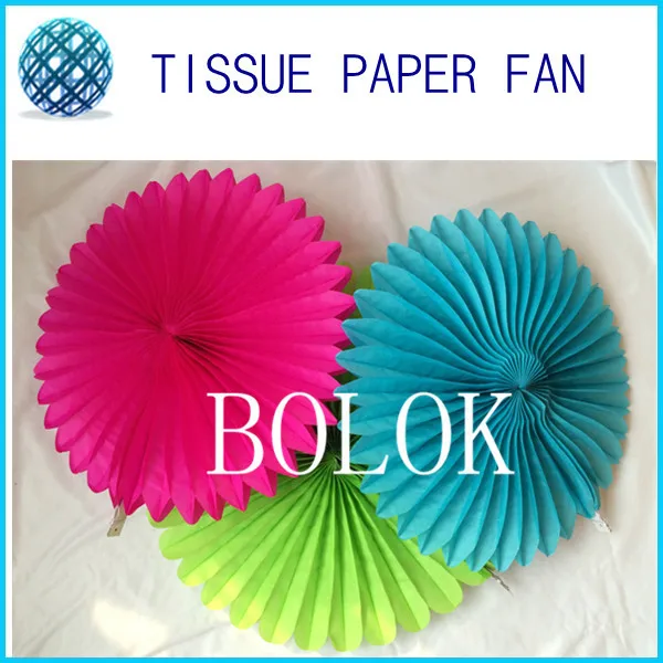 

Free Shipping 100pcs/lot 8"(20cm)Chinese Tissue Paper Fans for Wedding and New Year Decoration12 color