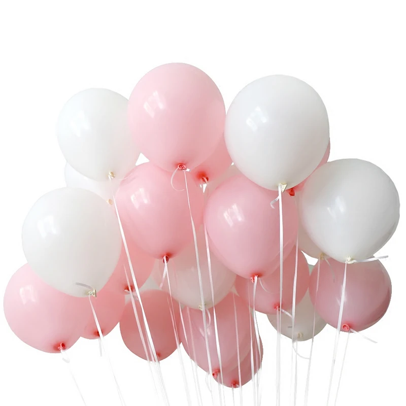 30pcs 10inch 2.2g Pink White Transparent Latex Helium Balloons Happy Birthday Party Supplies Baby Shower Wedding Decor Ballons