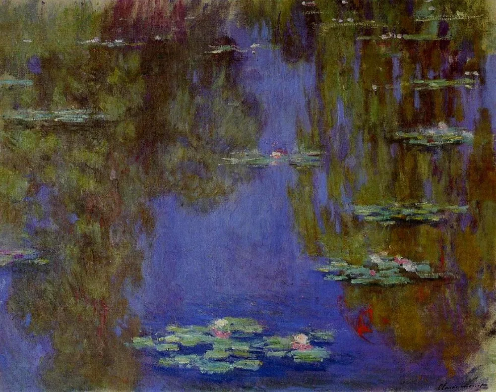 

100% handmade landscape oil painting reproduction on linen canvas,water-lilies-2 by claude monet