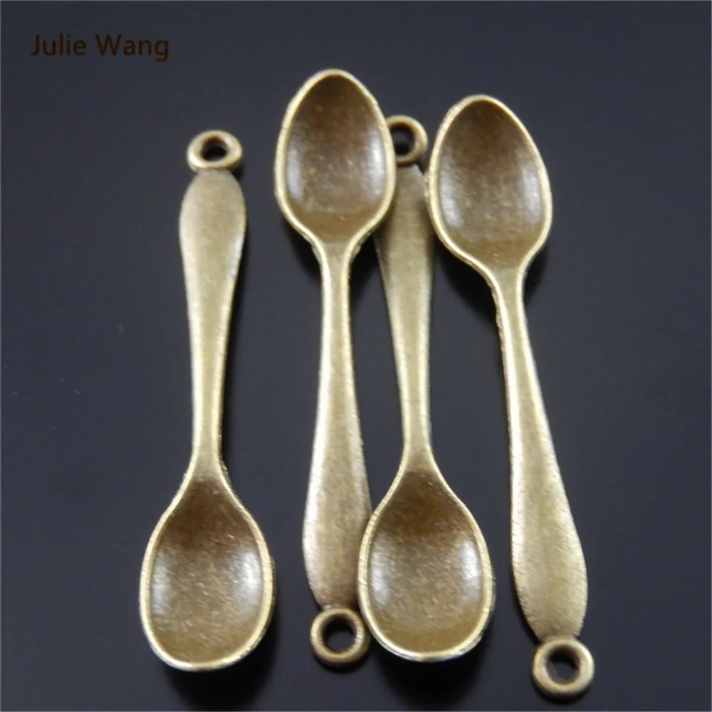 Julie Wang 5-30PCS Spoon Charms Alloy Antique Bronze Mini Hanging Jewelry Making Pendant Charm Suspension Accessory