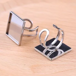 reidgaller 5pcs stainless steel square 20mm cabochon ring base setting blanks diy jewelry findings for rings making