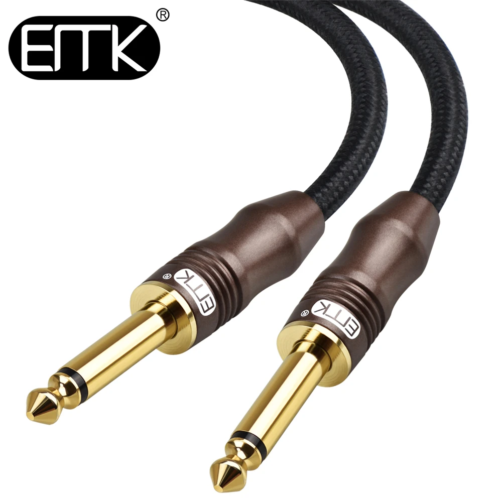 EMK 6.35 Jack Mono kabel 6.3 6.5 Jack nylonowy kabel pleciony 6.35mm Jack kabel męski do męskiego 1m 5m 10m 15m dla wzmacniacz miksujący